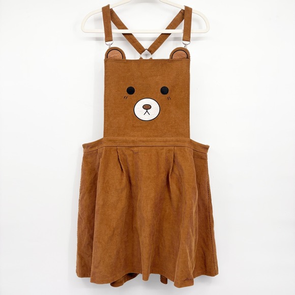 Sugar Thrillz Dresses & Skirts - Sugar Thrillz Dolls Kill Women Brown Bear Corduroy Kawaii Pinafore Dress Size 1X